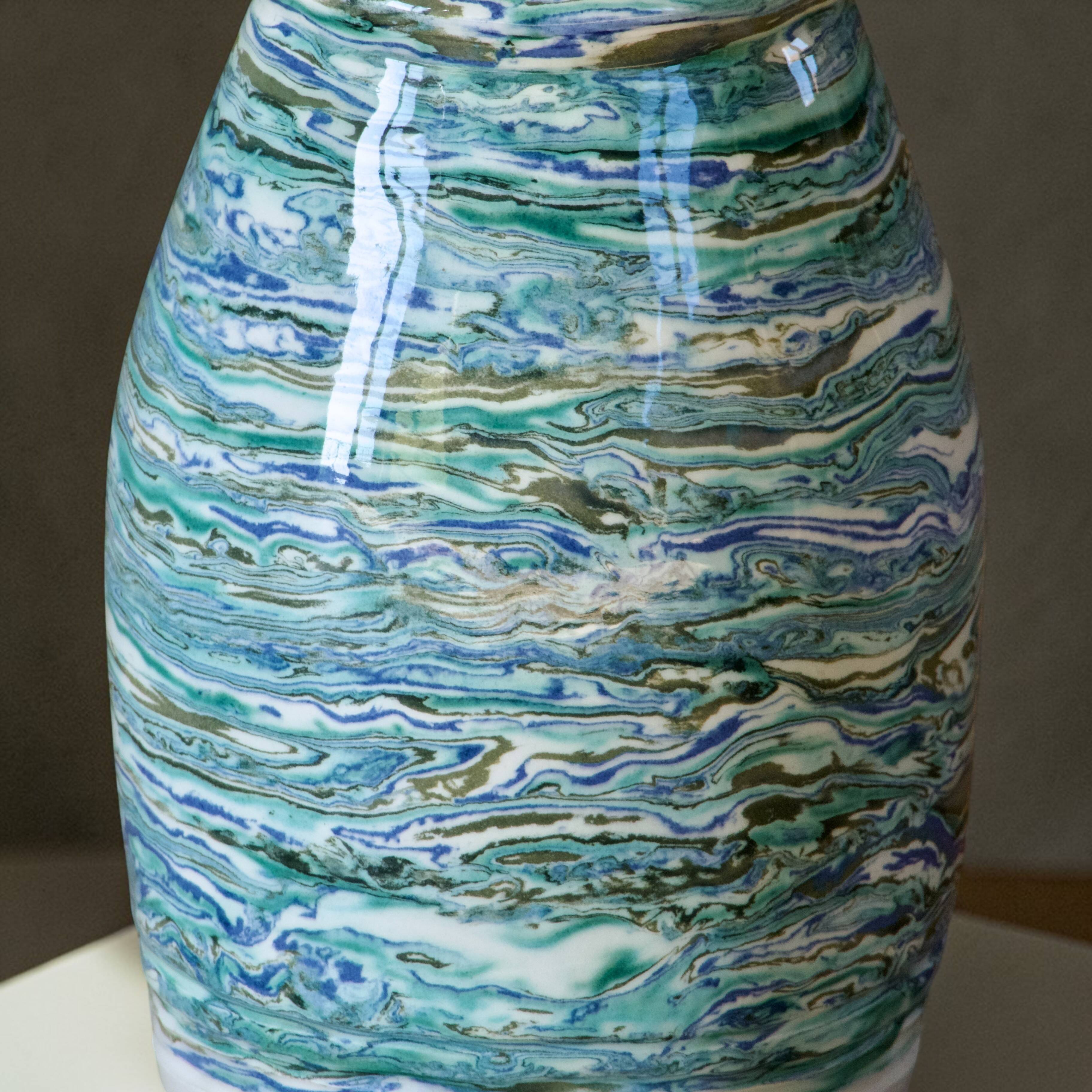 Artisanal vase, unique piece, mixed turquoise clay.