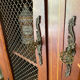 Wire mesh and wood bookshelf