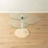 Sculptural side table from the 1980s with swiveling glass plates and a solid marble base
