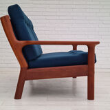 Canapé scandinave entièrement rénové, années 70, laine de meubles, teck