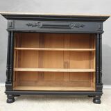 Neoclassical black wood bookcase with columns
