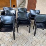 7 armchairs by Couro Brasil in Black Leather