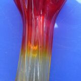 Modernist vase - molded glass - red, orange, yellow - Flavio Polis Seguso