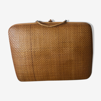 Braided wicker suitcase