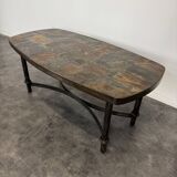 Wrought iron coffee table with slate top