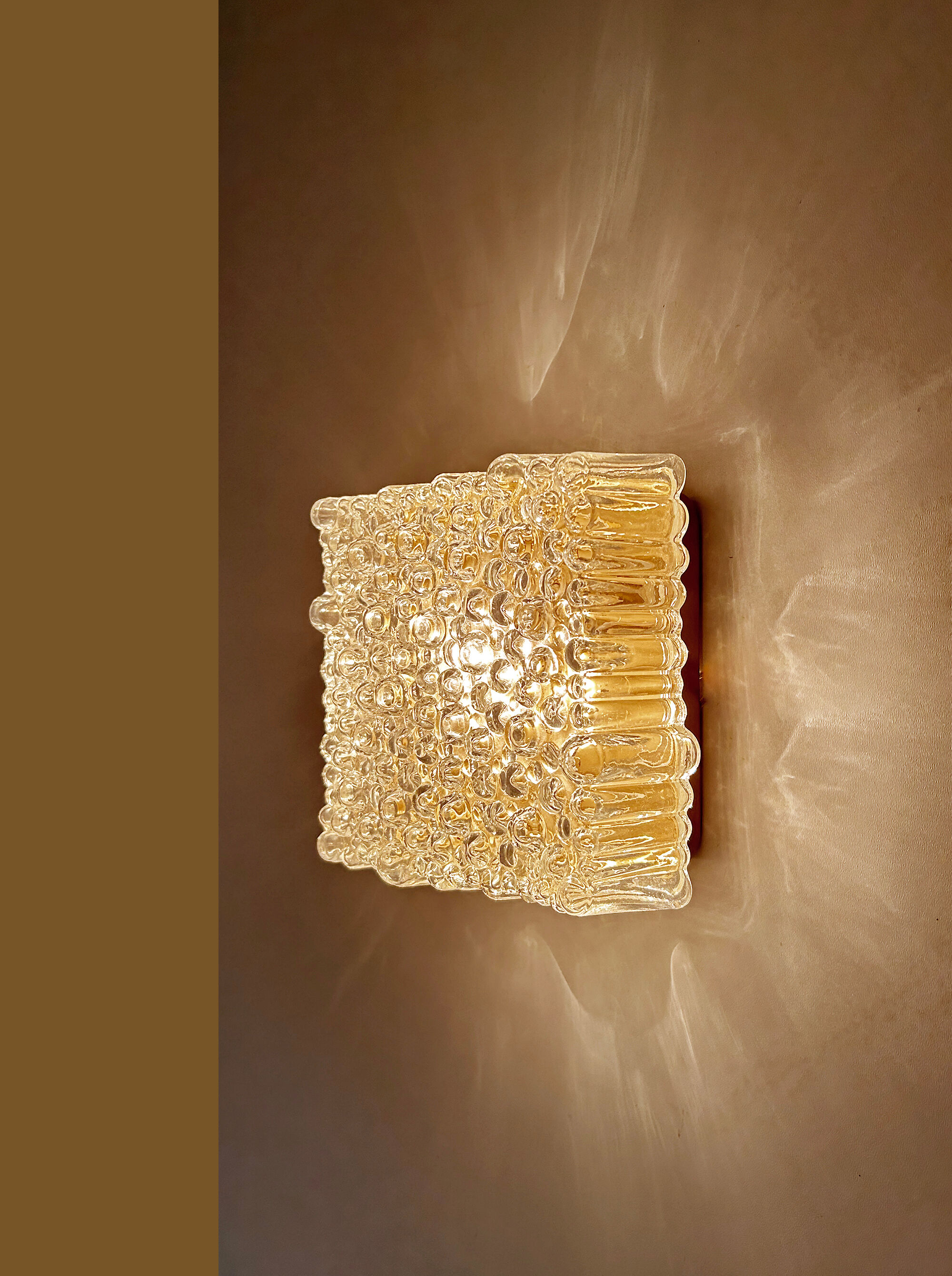 Pair vintage wall lights, bubble glass, 60s