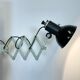 Vintage industrial black enamel scissor wall lamp, 1950s