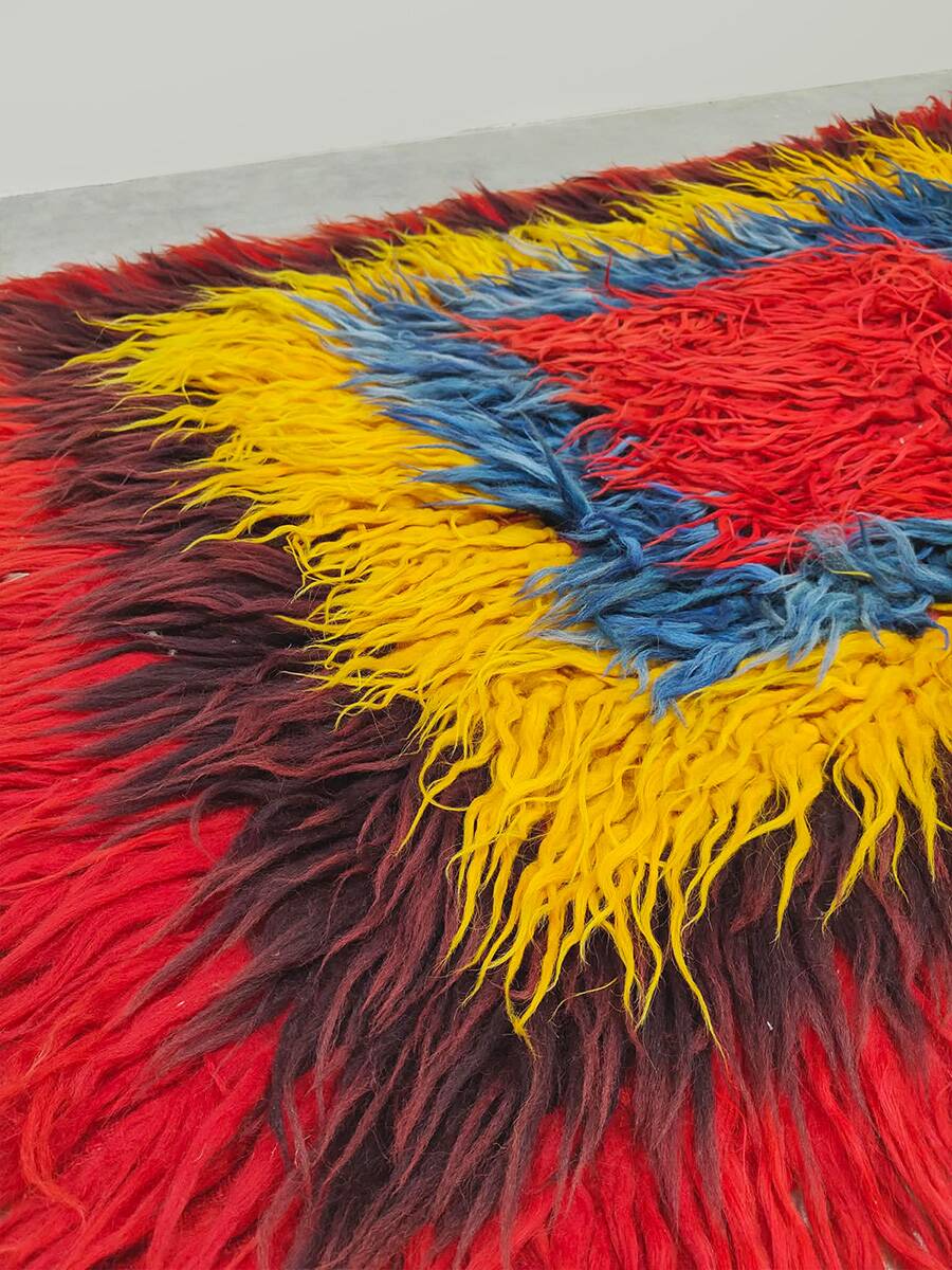 Tapis turc Tulu vintage 'Couleurs géométriques'