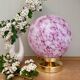 Vintage pink and white glass globe table lamp