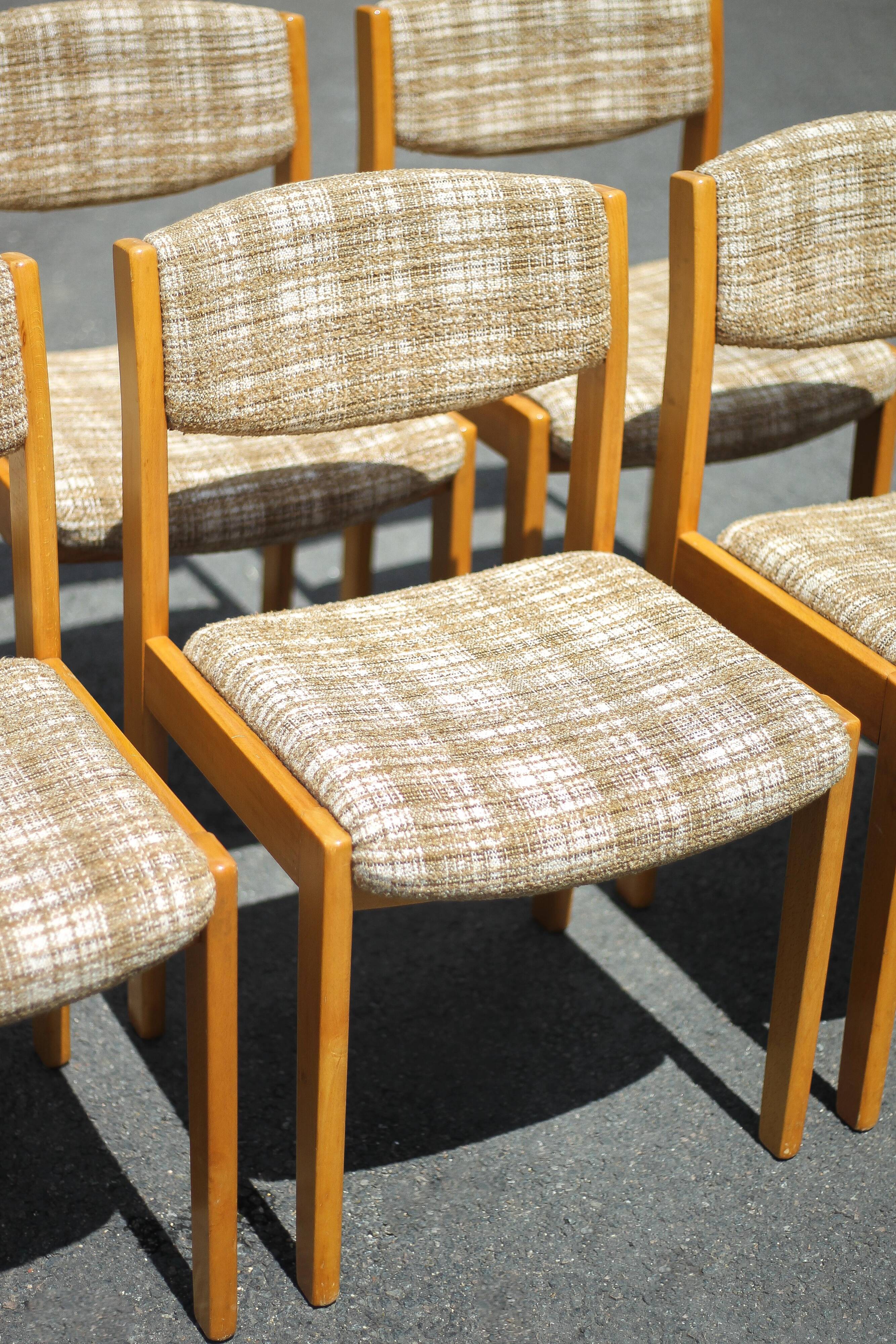 Dining room chairs X 6, vintage chair, vintage wood and fabric chair, series of chairs, decoration