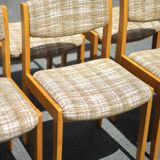 Dining room chairs X 6, vintage chair, vintage wood and fabric chair, series of chairs, decoration