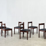 Set of six leather "Carimate" dining chairs by Vico Magistretti for Cassina