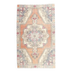 Vintage Turkish hand-knotted geometric runner 132x221