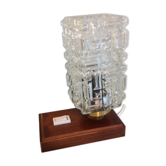 Lamp bedside vintage cut glass and wood base