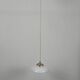 Vintage suspension in white opaline with a bulged shape – 1960s lampshade, brass.
