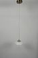 Vintage suspension in white opaline with a bulged shape – 1960s lampshade, brass.