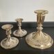 Series of 3 vintage candle holders in silver metal 70s