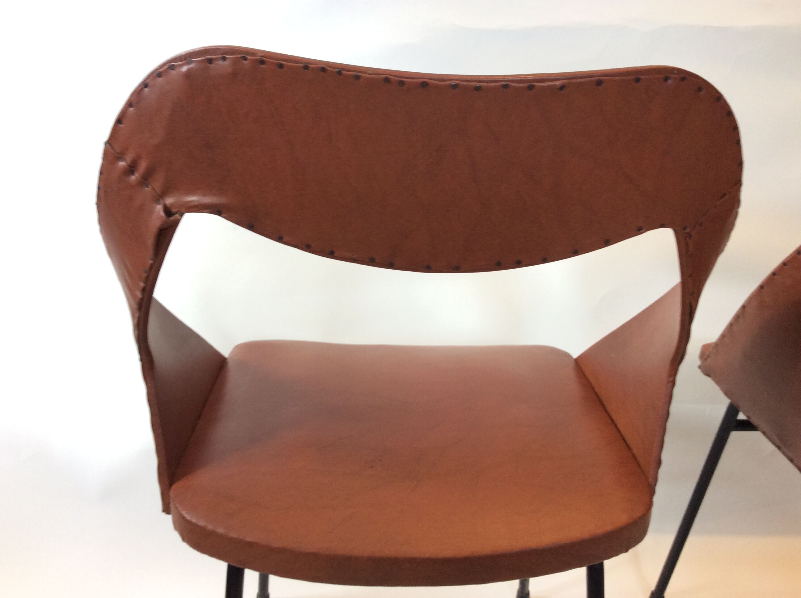 Duo of vintage barrel chairs