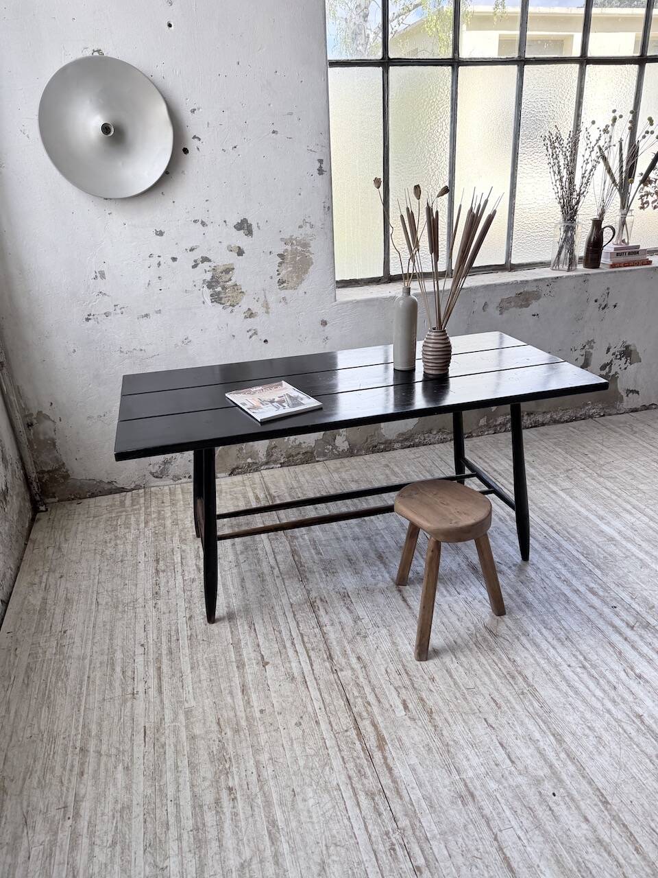 Tapiovaara dining table, black patina, 1950s.