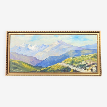 Peinture à l'huile de paysage de montagne et de route