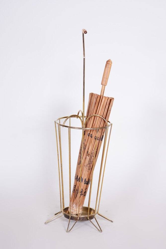 Original Mid-Century Umbrella Stand in Brass, France, 1950s