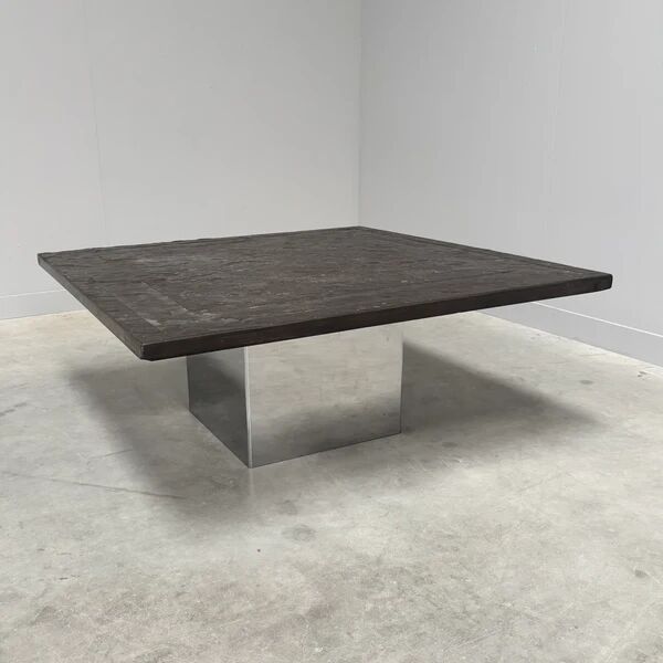 Table basse en pierre et acier par Draenert, années 1970