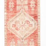 Faded red and beige vintage runner rug 322x85cm