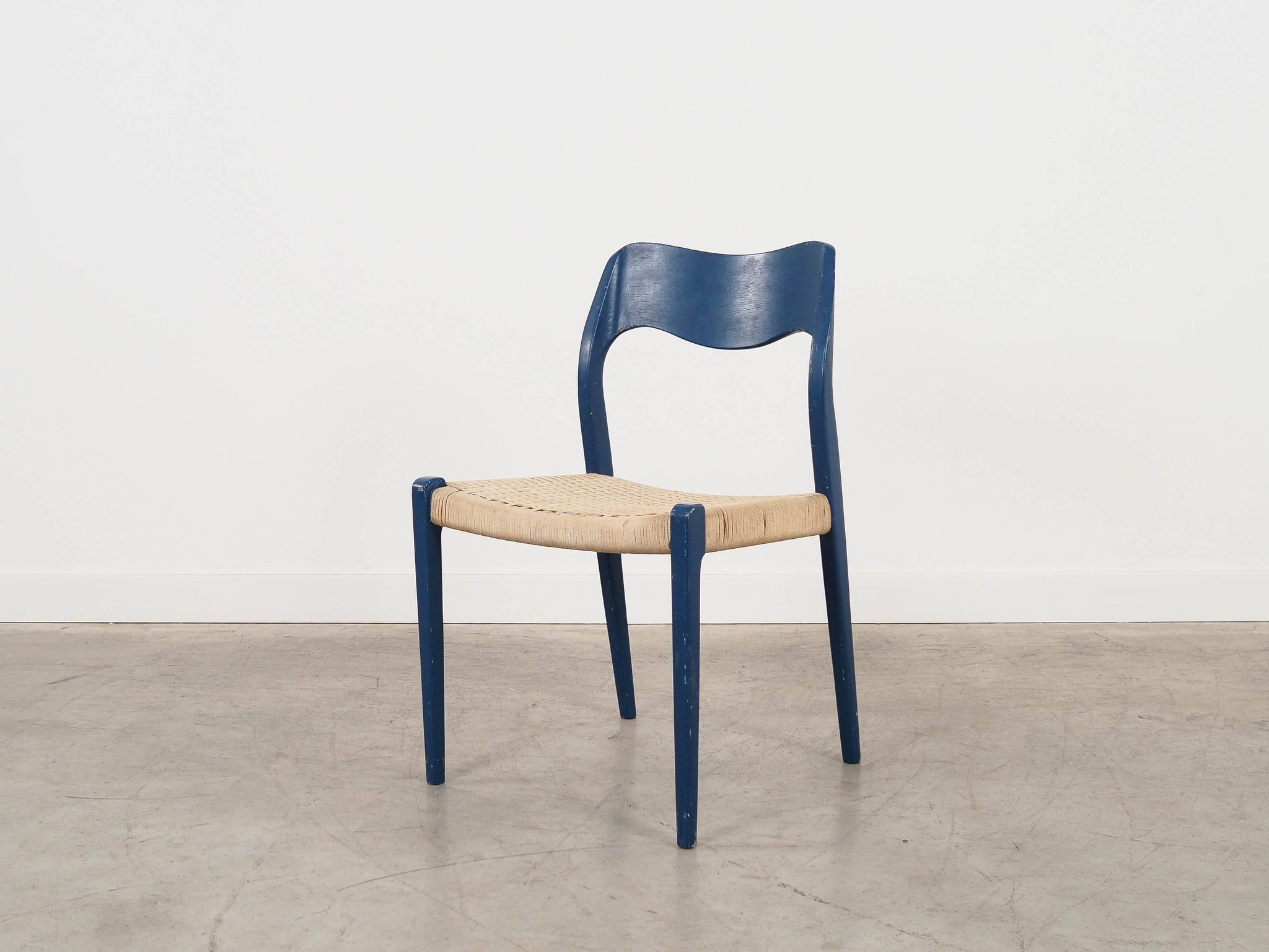 Blue teak chair, Danish design, 1960s, designer: Niels Otto Møller