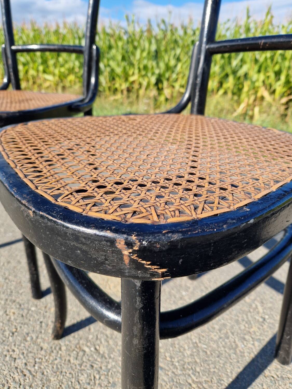 Set of 2 cane bistro chairs