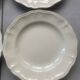 Set of 5 Digoin Sarreguemines plain ivory plates with gadroons