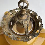 Draped tulip pendant in caramel opaline & brass – Vintage