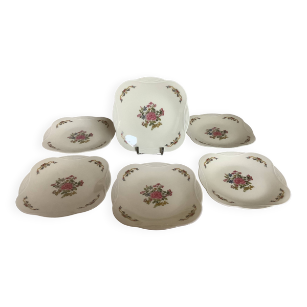 Six petites assiettes à fleurs Raynaud Limoges