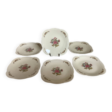 Six petites assiettes à fleurs Raynaud Limoges