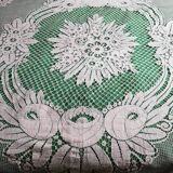 Bedspread, old crochet bedspread, openwork flowers, square mesh