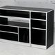 Storage cabinet wood compressed lacquered black lining margins aluminum. France, circa 1975.