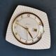 Vintage formica clock silent asymmetrical wall pendulum "Bayard wood lines"