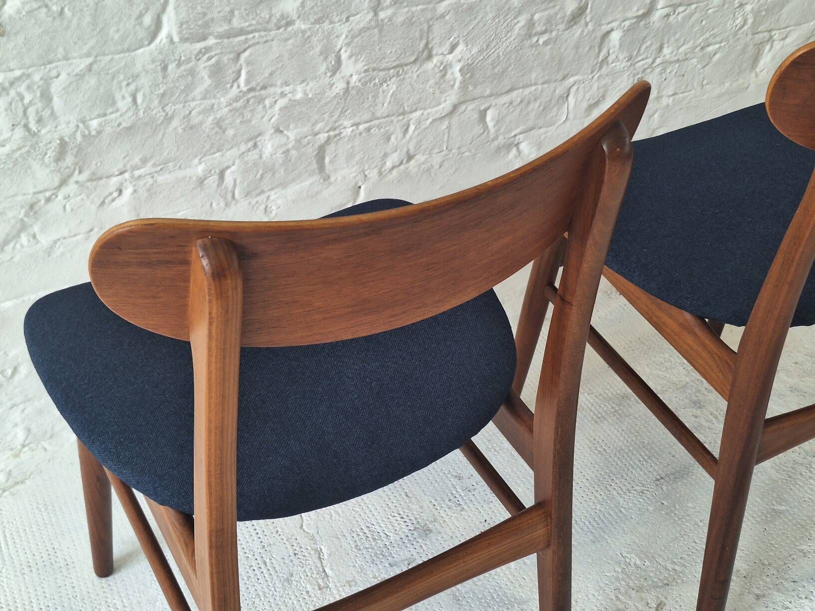 Pair of solid teak dining chairs, Denmark 1960s