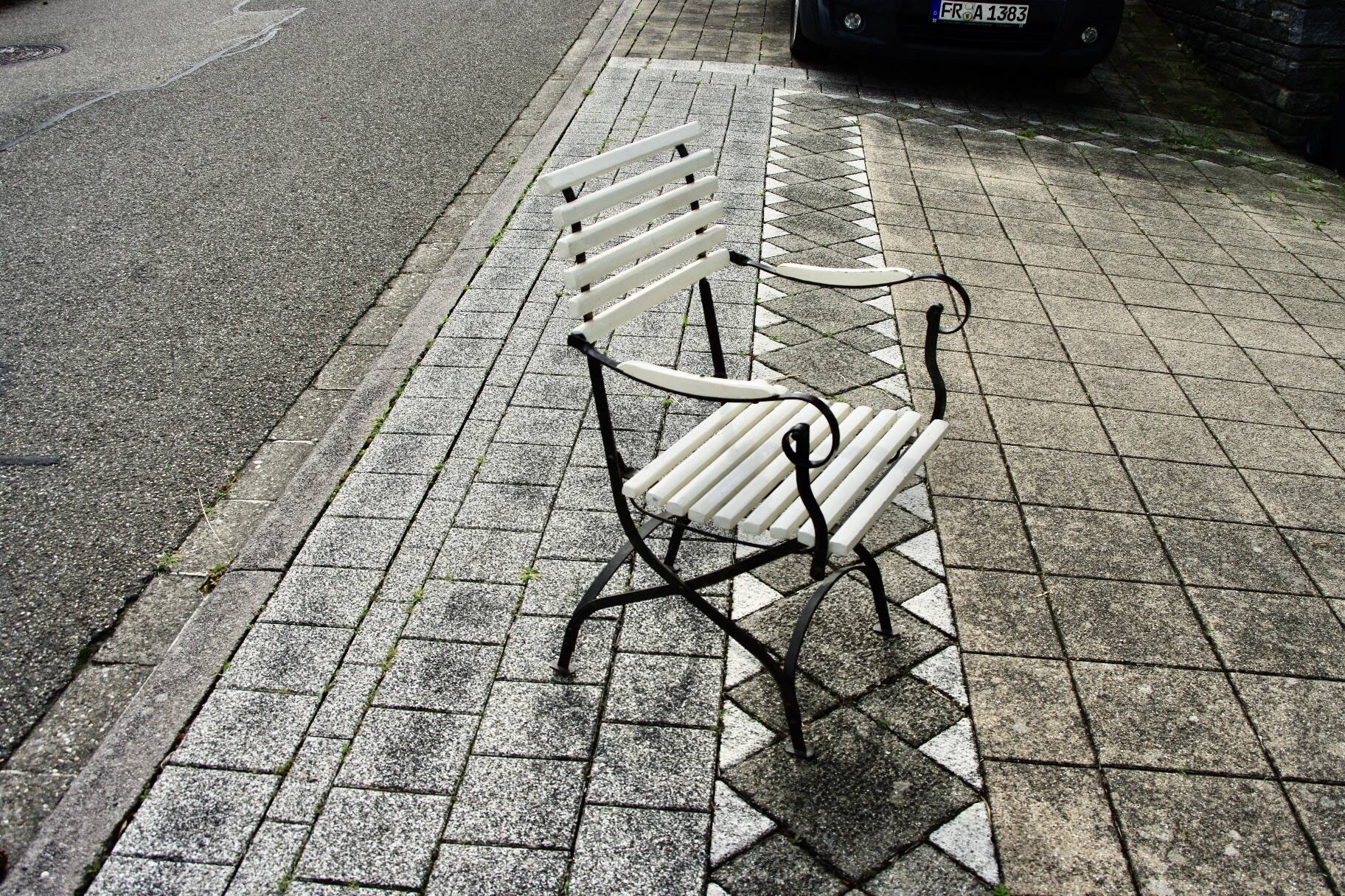 Vintage wrought iron folding garden armchair 1930