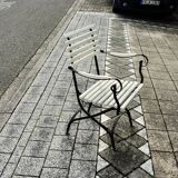 Vintage wrought iron folding garden armchair 1930