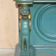 Antique hand-carved console circa 1880 with a marble top.