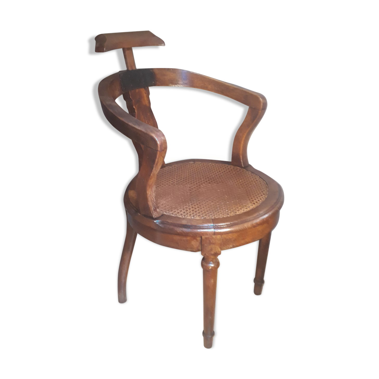 Armchair with solid wooden back seated canne 1900