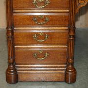 Antique double-sided desk C Hindley & Son in oak and leather