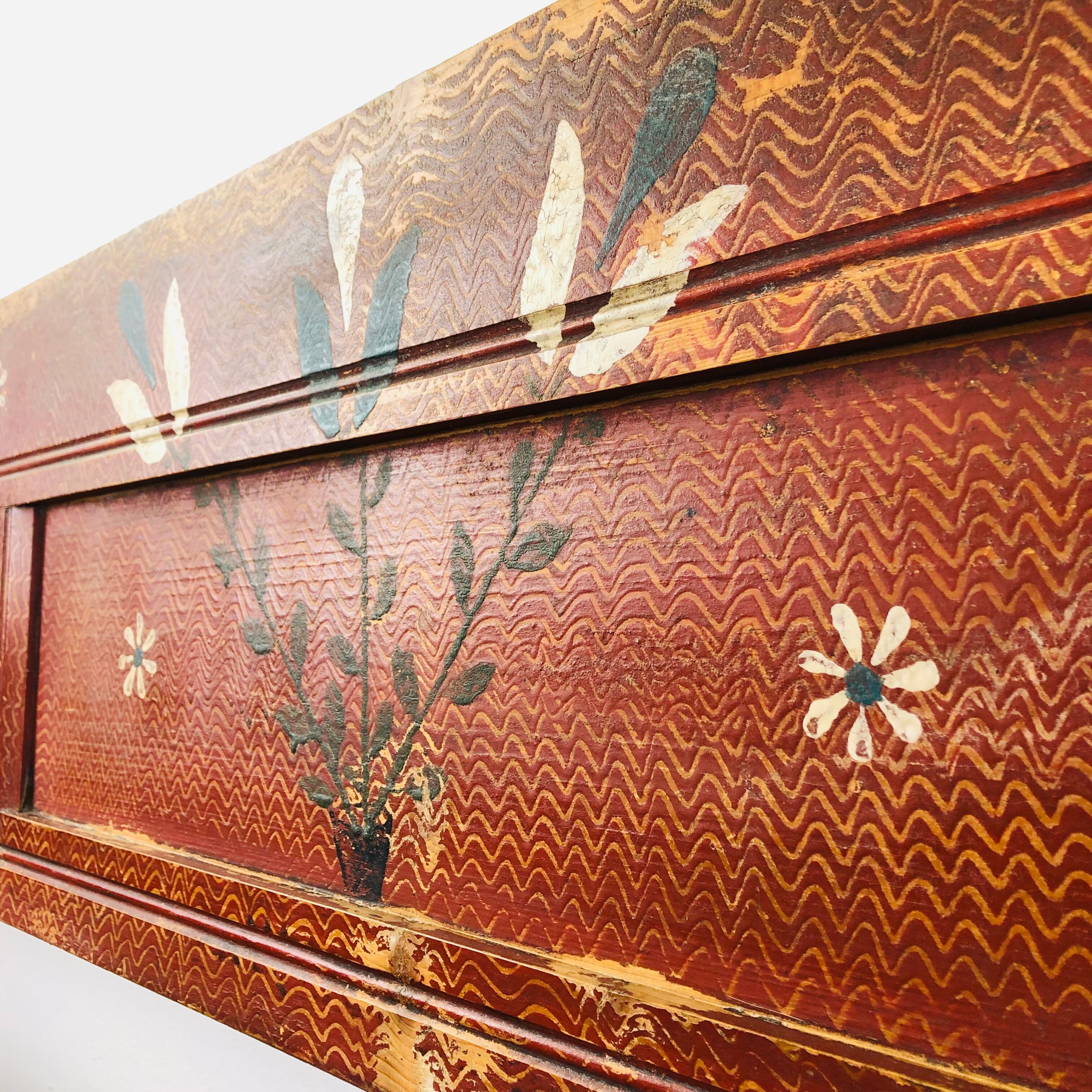 Antique painted wooden valve bench