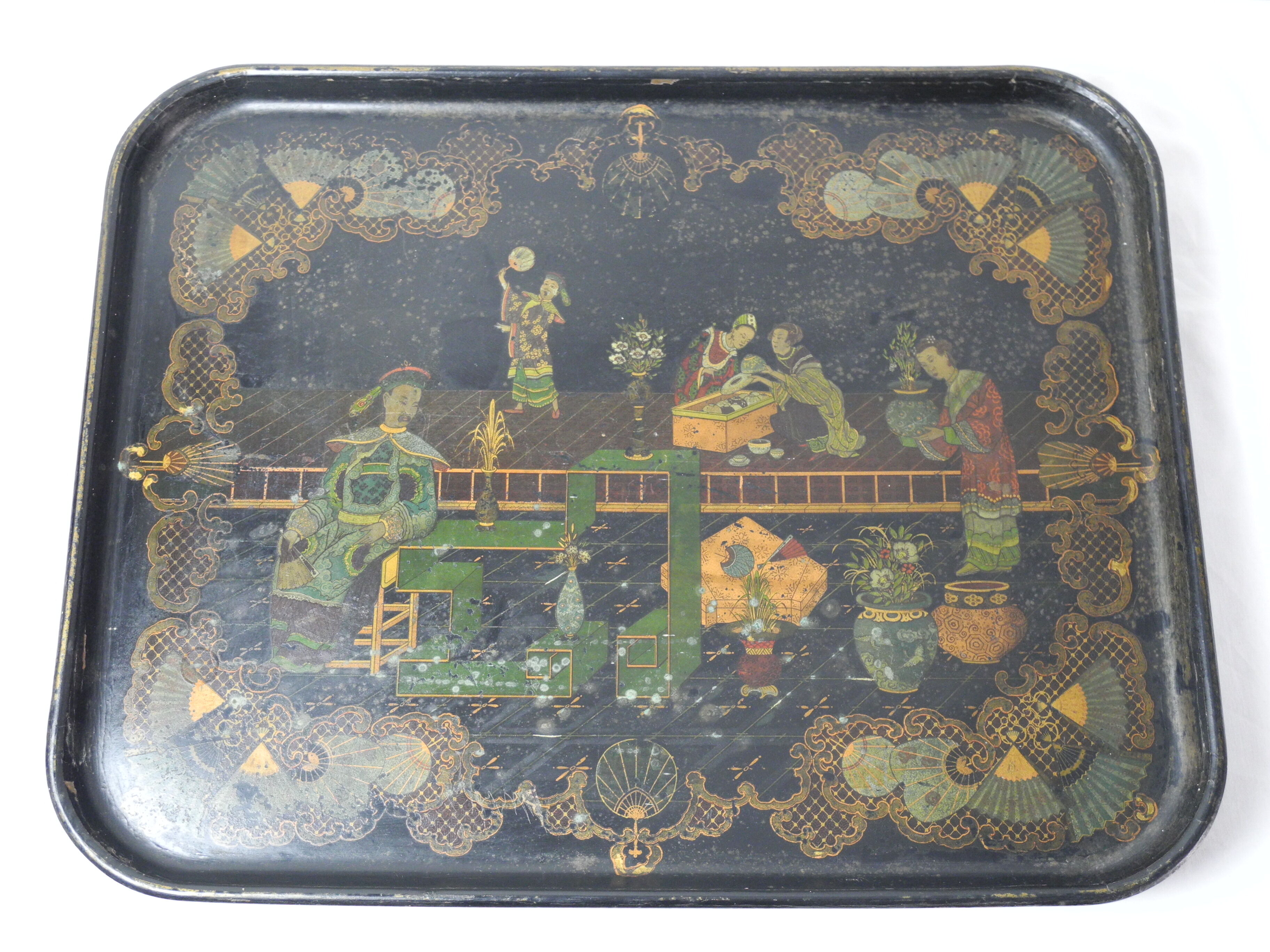 Napoleon III boiled cardboard tray old boiled cardboard tray