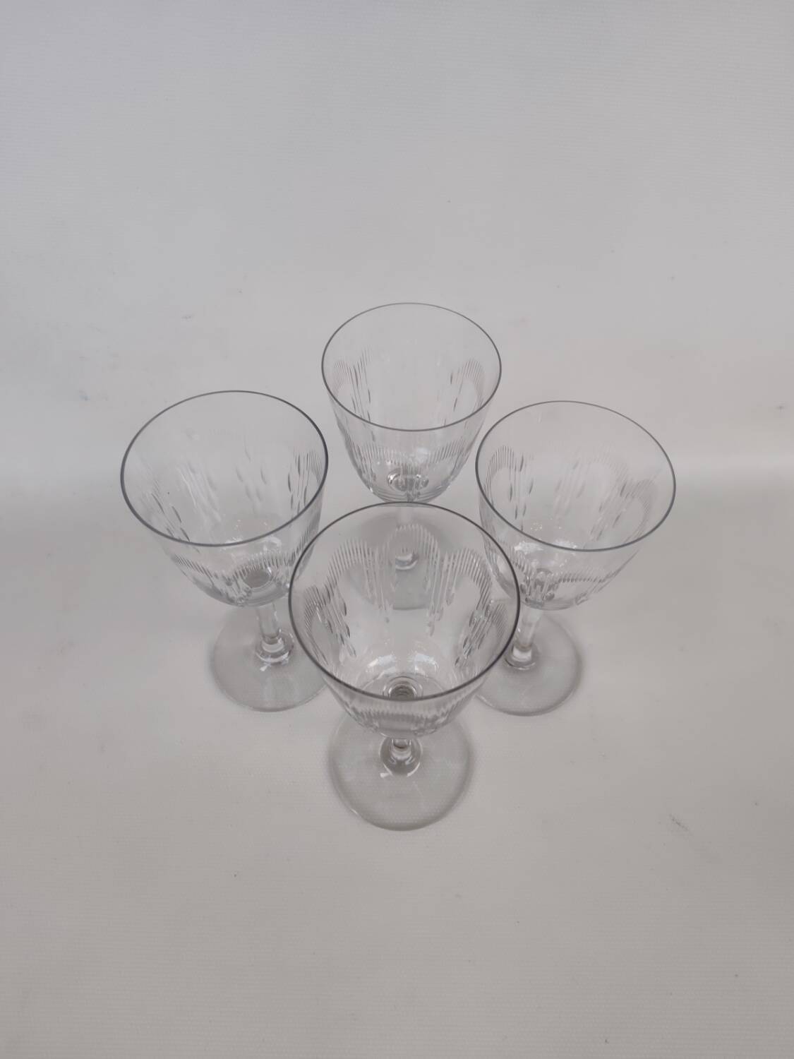 Four Baccarat crystal glasses, Molière pattern. Early 20th century.