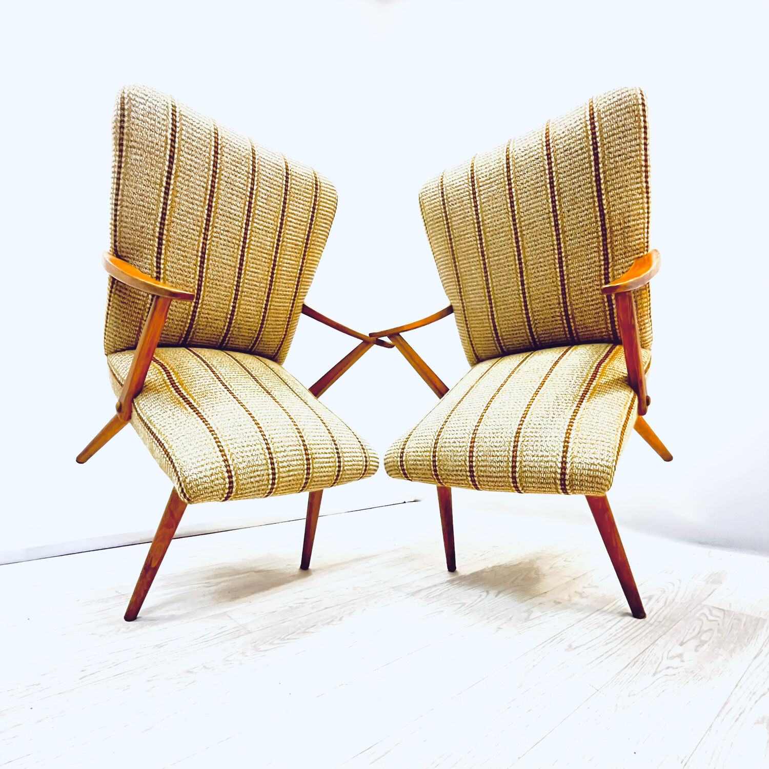A pair vintage Cocktail chairs with stripes