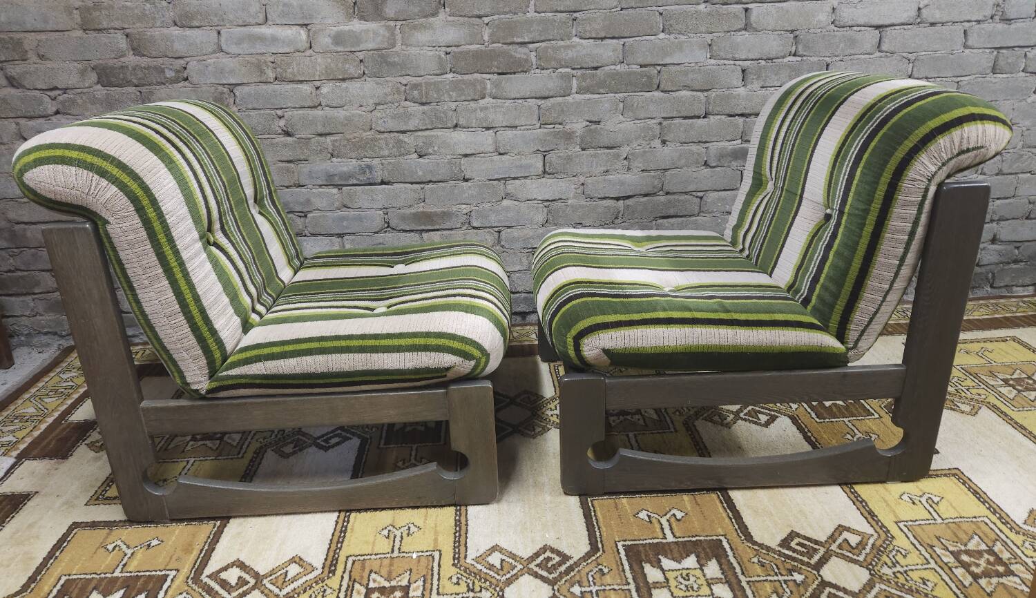 Pair of green armchairs 1970