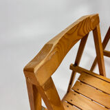 Set of 4 Italian Birchwood Folding Chairs, 1970s