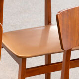 Series of 4 scandinavian chairs with curved back 1960
