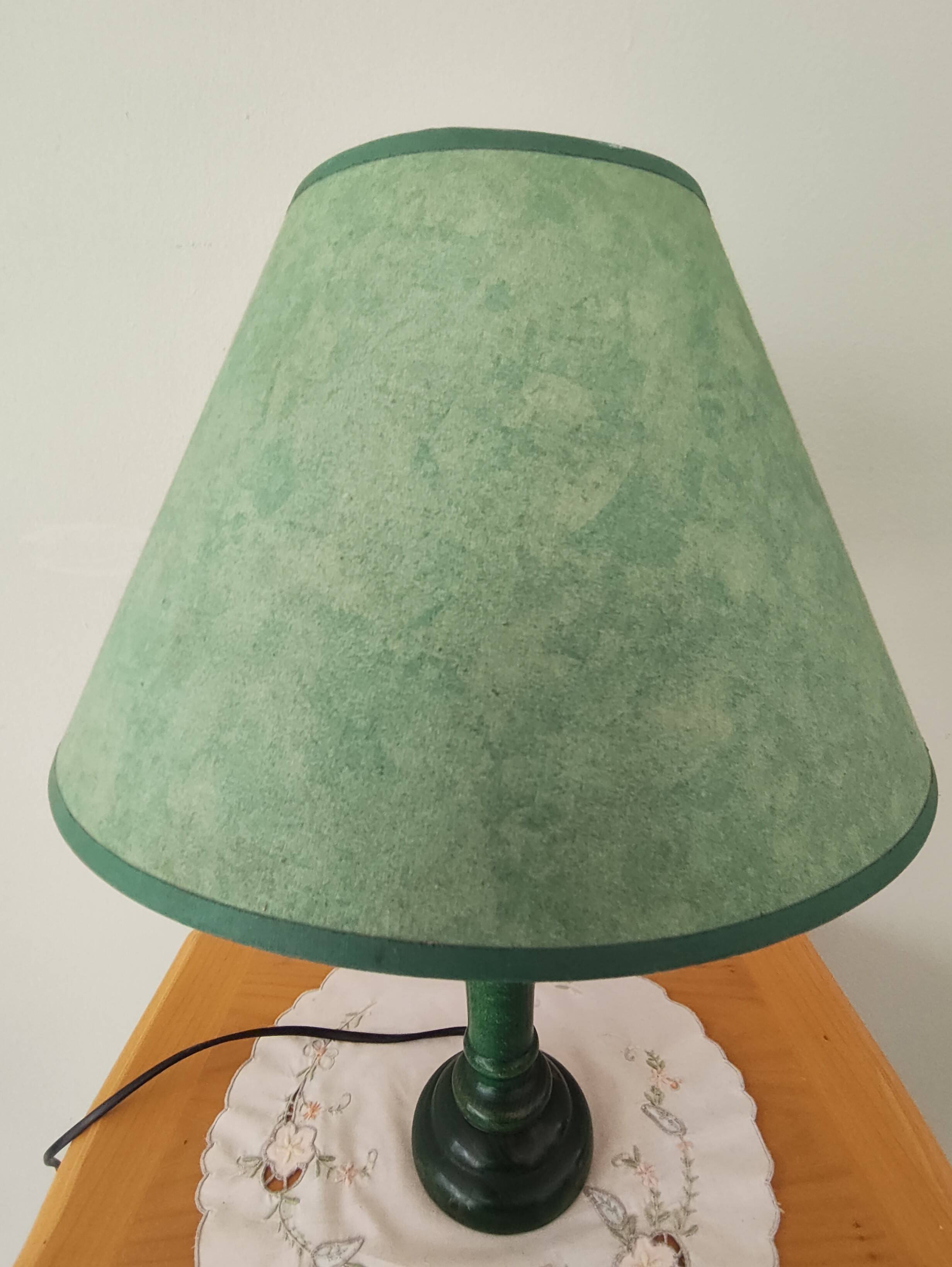 Green wooden table lamp